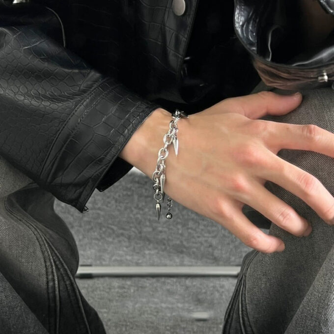 Tassel Rivet Titanium Steel Bracelet - Image 2