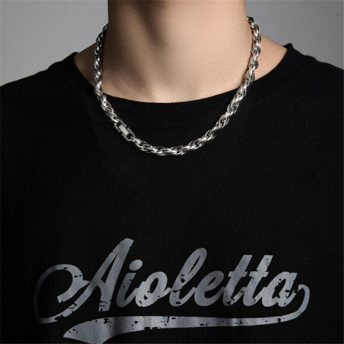 Titanium Steel Cuban Thick Chain Necklace & Bracelet - Image 4