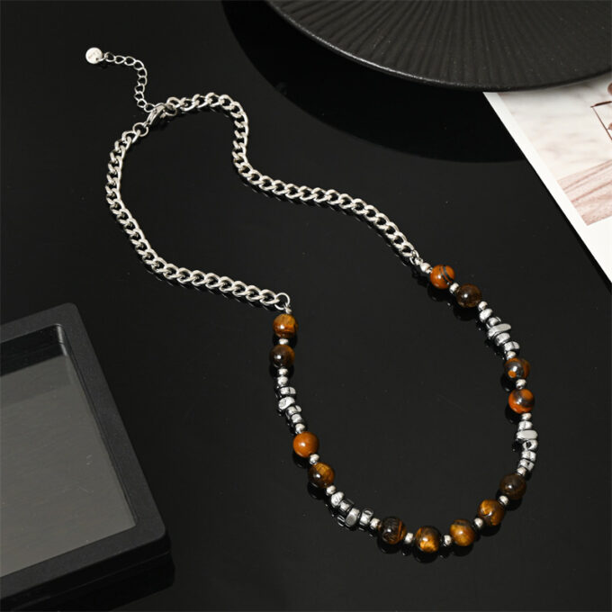 Tiger's Eye Stone Beaded Splicing Necklace