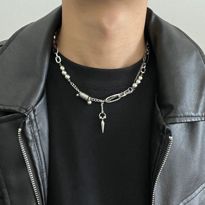 Titanium Steel Ball Rivet Stitched Necklace