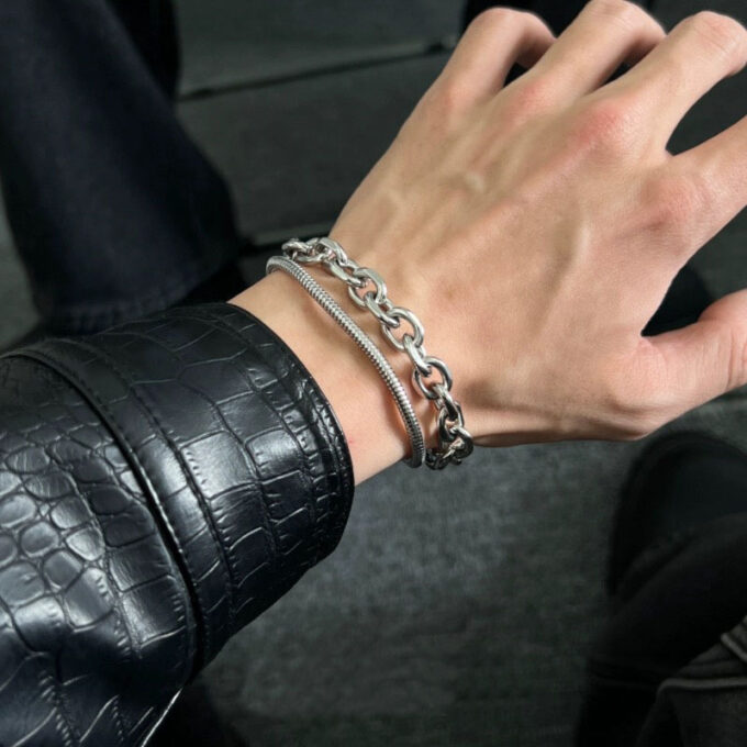 Titanium Steel Double-Layer Cuban Bracelet