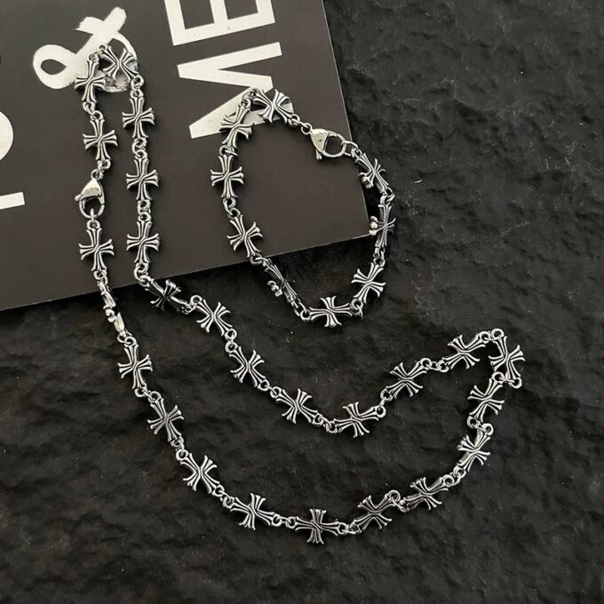 Cross Flower Stitching Necklace & Bracelet