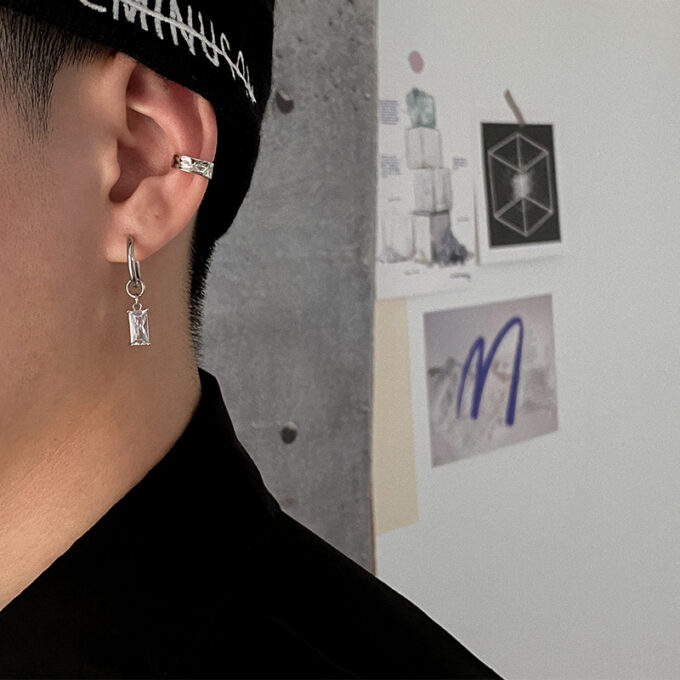 Tide Zircon Cross Diamond Earrings - Image 2