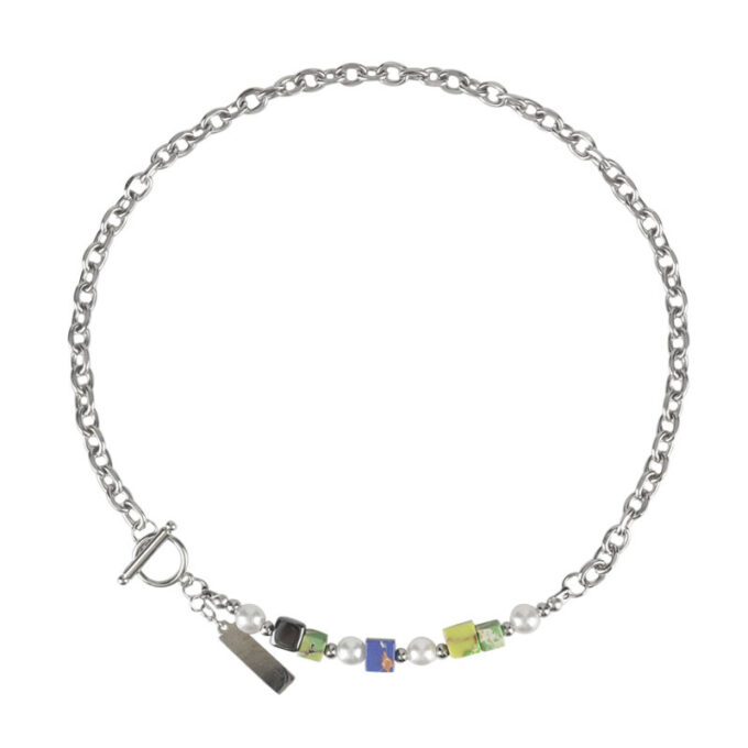Titanium Steel Pearl Stitching Necklace & Bracelet - Image 5