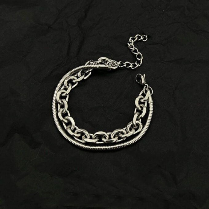 Titanium Steel Double-Layer Cuban Bracelet - Image 4