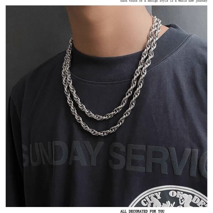 Titanium Steel Cuban Thick Chain Necklace & Bracelet - Image 2