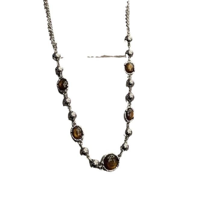 Tiger's Eye Titanium Steel Chain Necklace & Bracelet - Image 4