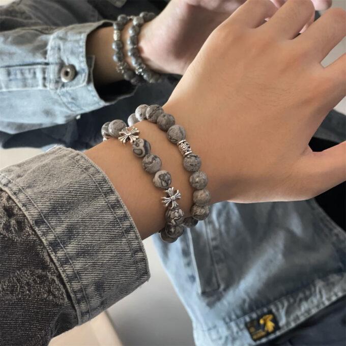 Stone Cross Beaded Bracelet