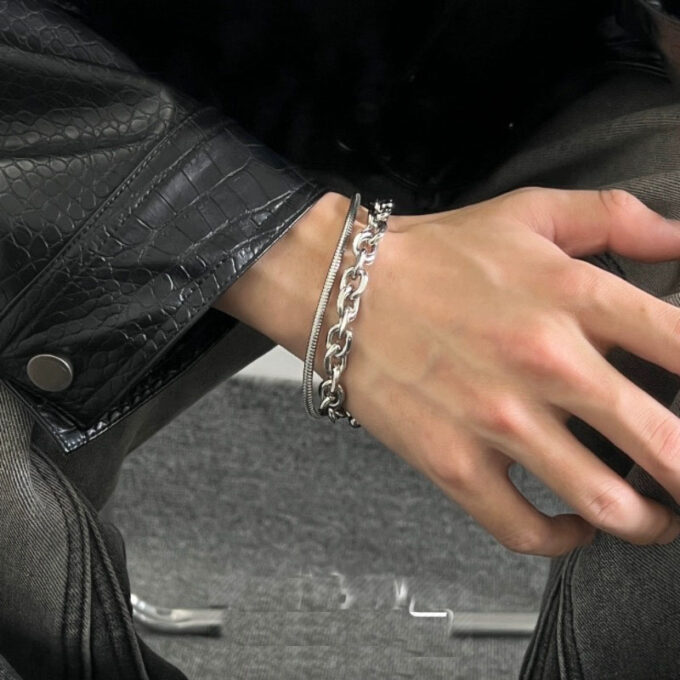 Titanium Steel Double-Layer Cuban Bracelet - Image 2