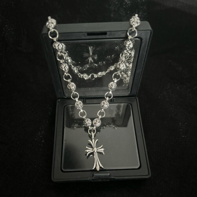 Retro Cross Heart Necklace