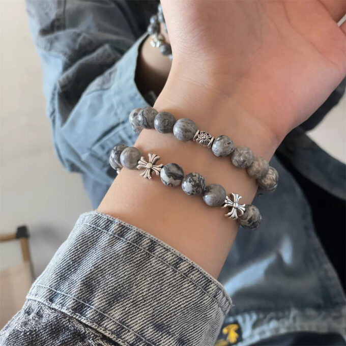Stone Cross Beaded Bracelet - Image 2