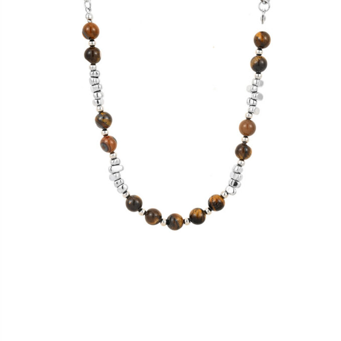 Tiger's Eye Stone Beaded Splicing Necklace - Image 5