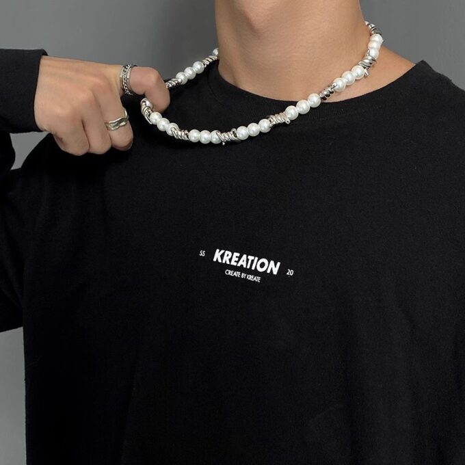 Pearl Stitching Clavicle Necklace
