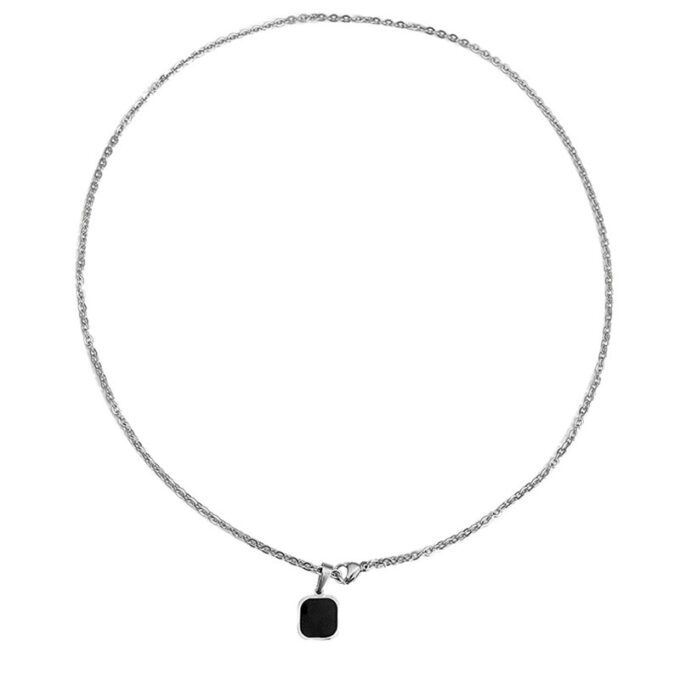 Titanium Steel Black Square Necklace - Image 5