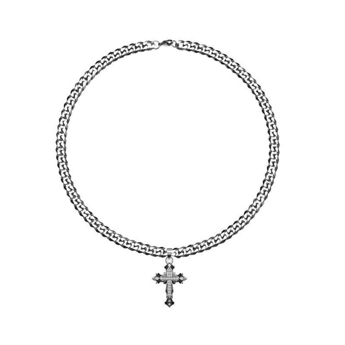 Cuban Stitching Diamond Cross pendant Necklace - Image 5