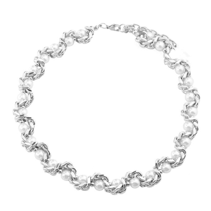 Titanium Steel Pearl Winding Clavicle Chain - Image 5