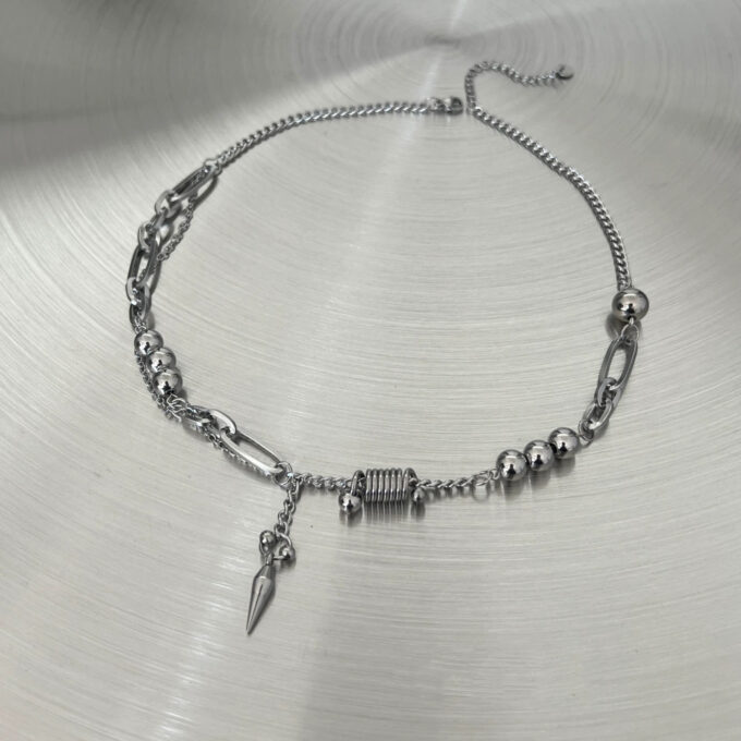 Titanium Steel Ball Rivet Stitched Necklace - Image 4
